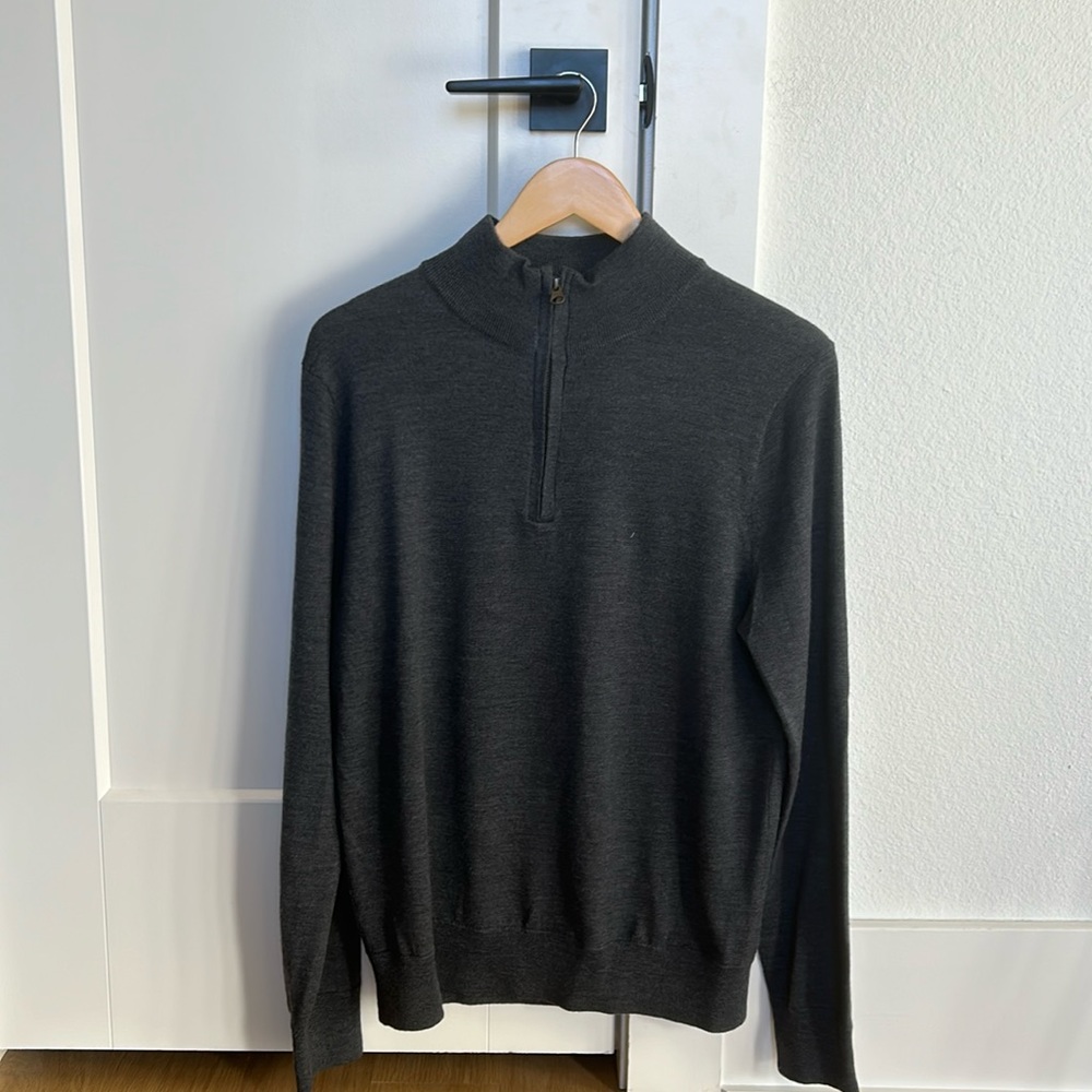 J. Crew Mens Large Grey Half Zip Sweater